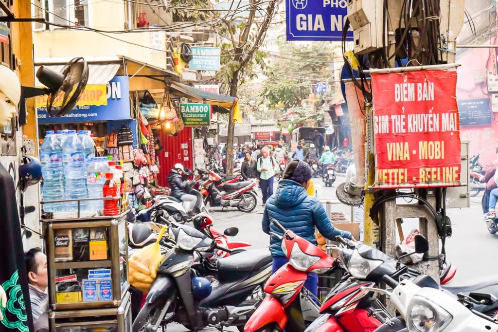 Street scene in Old Quarter Hanoi