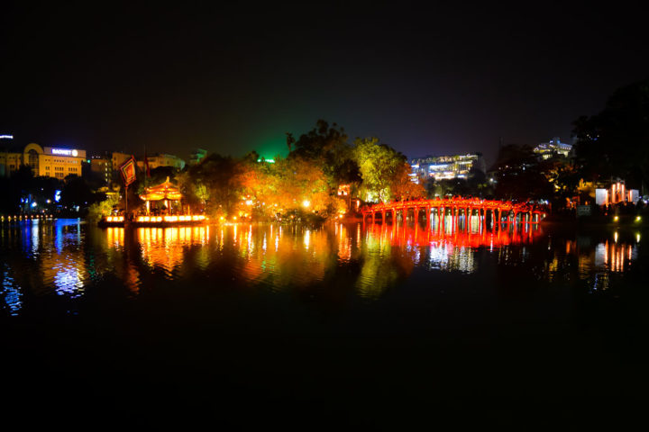 reflections on a Hanoi lake Hanoi Old Quarter Map