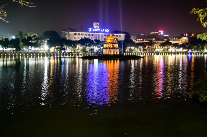 Lake at night Hanoi Old Quarter Map