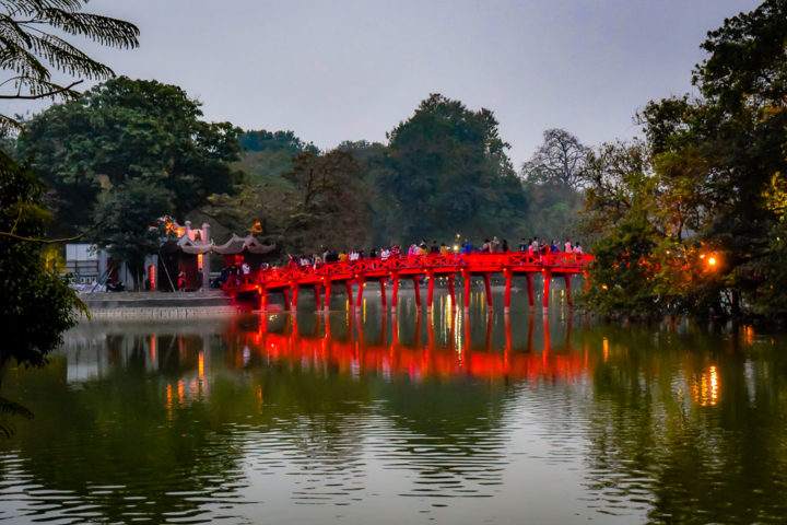 bridge at lake Hoan Kien Hanoi - Hanoi Old Quarter Map