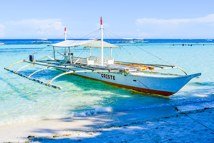 large canoe at White Beach, Panglao Island, Bohol, Philippines