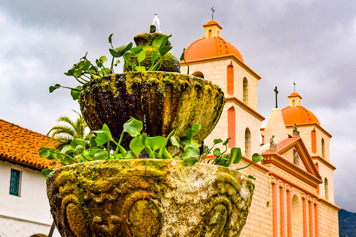 the old mission in Santa Barbara