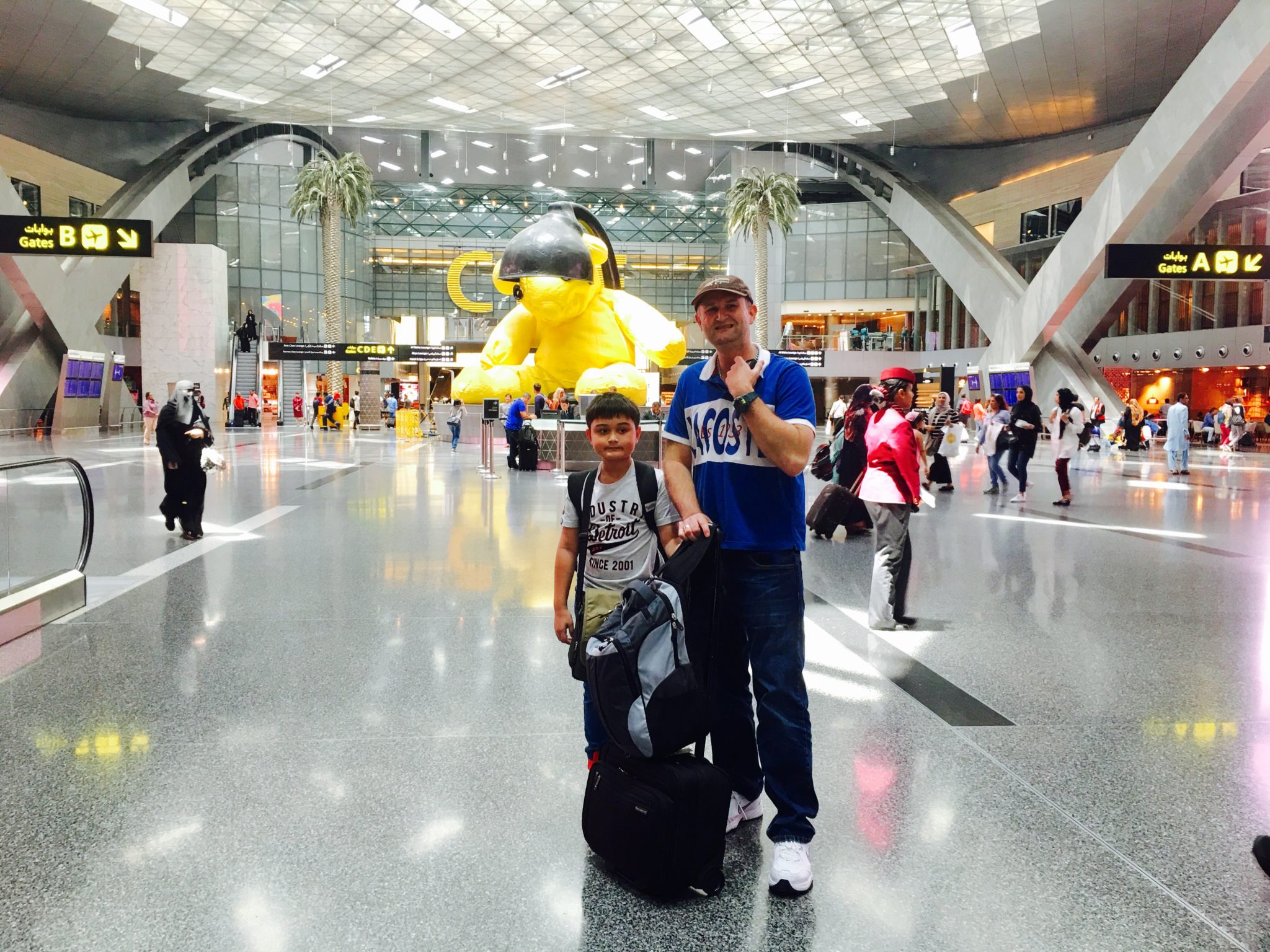 Bangkok to doha the lamp bear in doha airport