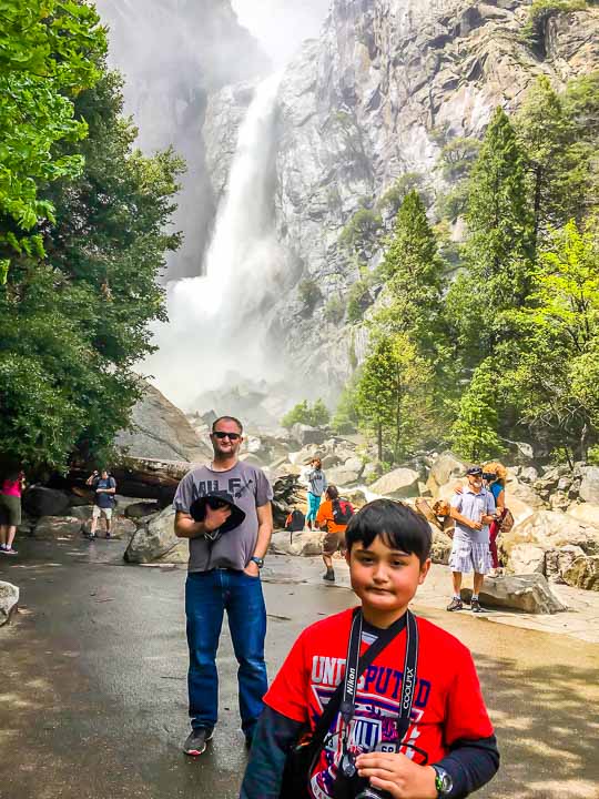 Yosemite National Park Camping mist at lower Yosemite fall