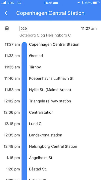 Copenhagen to Malmo Train station list