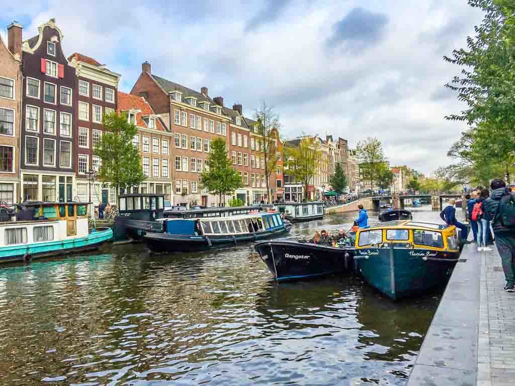 The canal outside Pancakes Amsterdam Restaurant