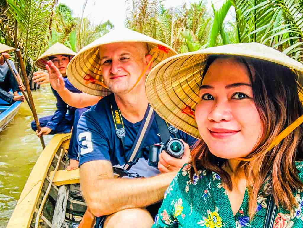 Mekong Delta Tour at Ben Tre Vietnam 100 sanpan hats