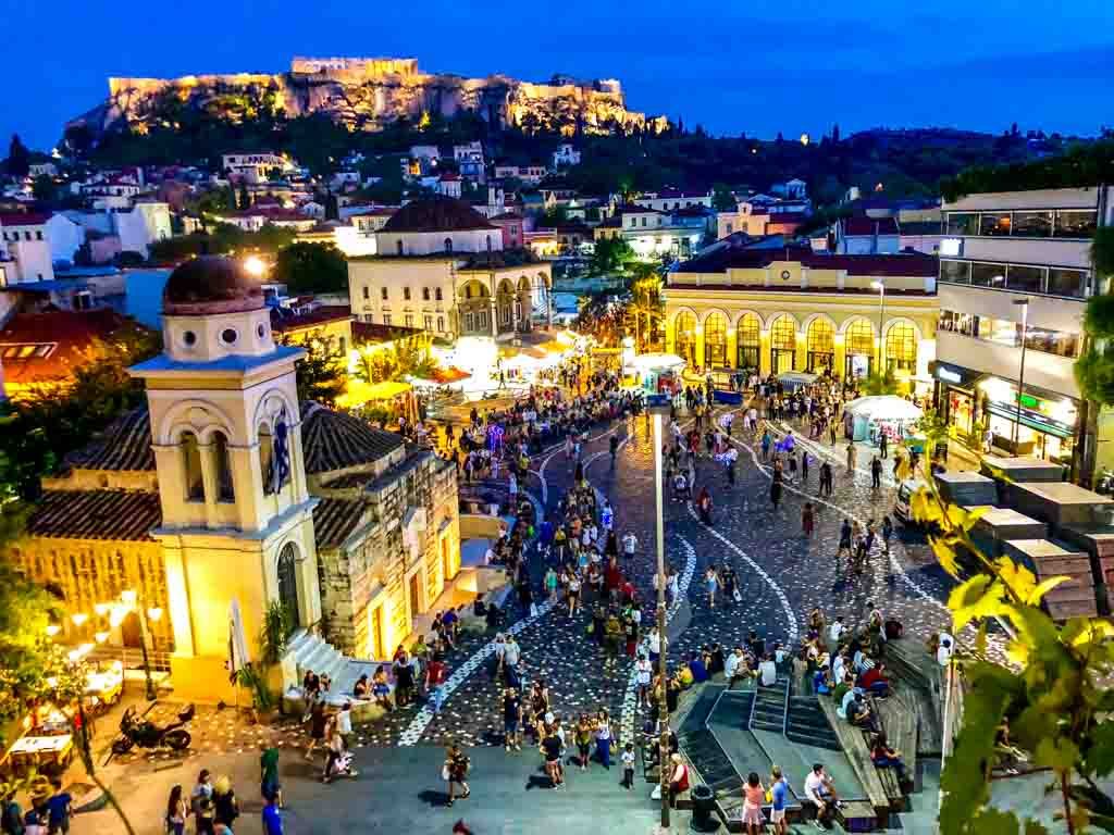 Monastiraki Square at Night - a is for athens  - a athens - a for athens bar - a for athens - a for athens rooftop bar