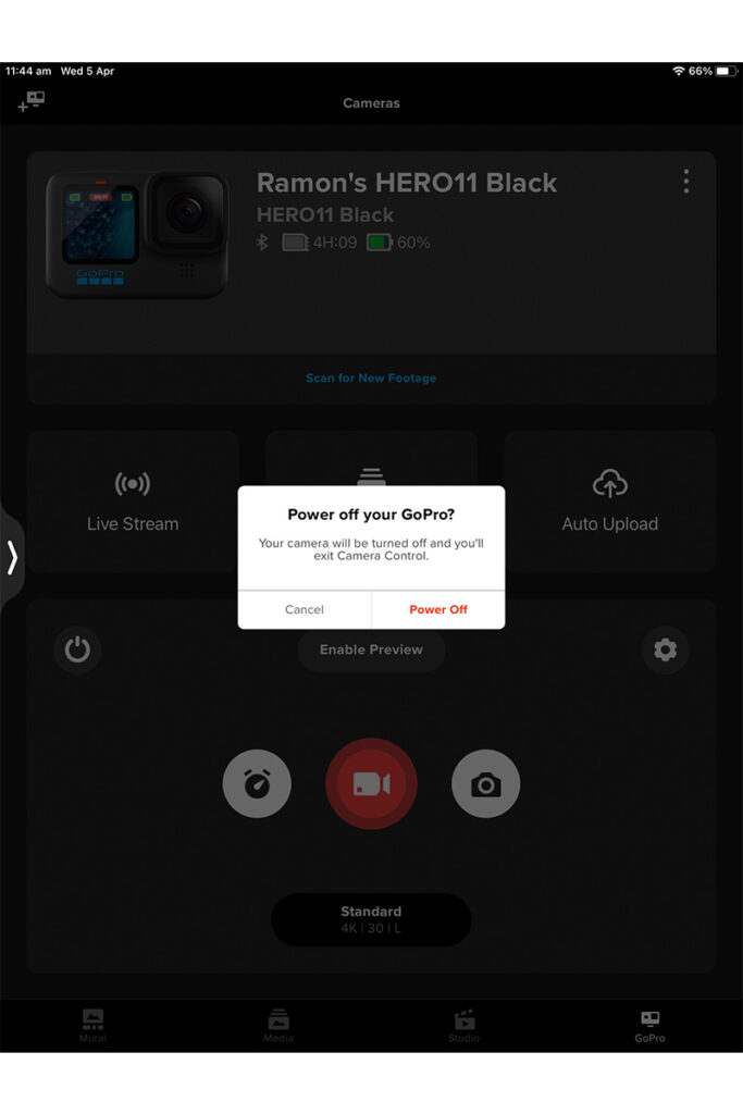 how to turn off gopro - gopro quik app power off